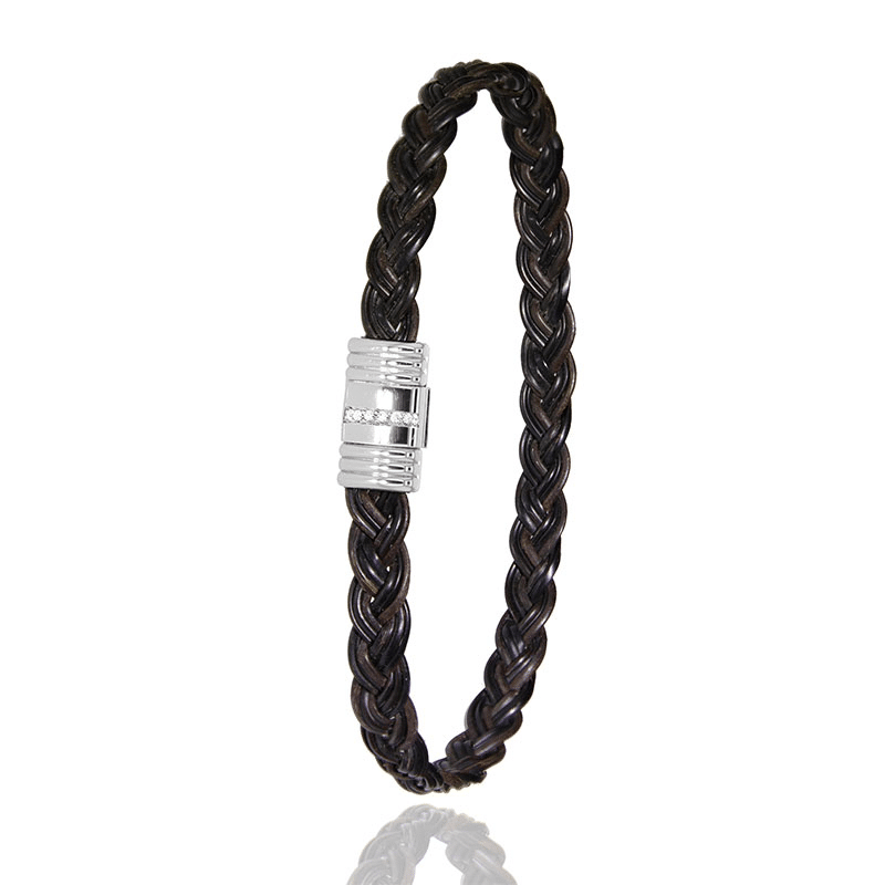 Bracelet Kruger Platine & Diamant Tressé